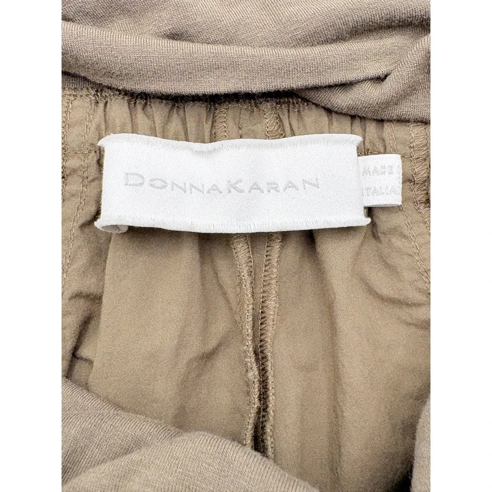 Donna Karan‎ Foldover Ruffle Jogger Pants Olive Green Convertible Italy Vintage